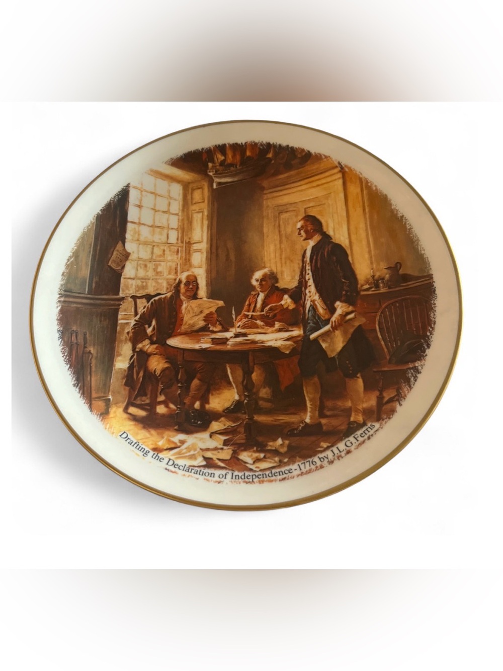 collector's plate “Drafting the Declaration of Independence" by J.L.G. Ferris.